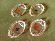 Komplet szklanych popielniczek karcianych PRL