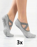 3 Pary Skarpetek do jogi pilatesu tańca antypoślizgowe fitness szare