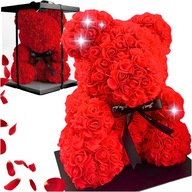 RÓŻANY MIŚ Z RÓŻ DUŻY XL 40CM PREZENT NA WALENTYNKI DLA DZIEWCZYNY DLA NIEJ