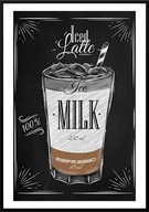 A2 PLAKAT KAWA COFFEE ESPRESSO ICED LATTE MILK, DO KUCHNI JADALNI KAWIARNI