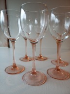 KIELISZKI DO WINA WYSOKIE RÓŻOWA NÓŻKA FRANCJA LUMINARC ROSE 20cm kom. 6szt