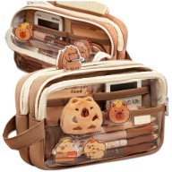 Saszetka DUŻY Piórnik Rozkładany Szkolny z Akcesoriami Pluszakiem Kapibara