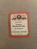 etykieta przedwojennego wina St. Raphael firmy R. Denzer z Gdańska 2