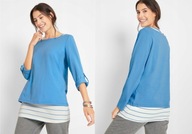 19707 BLUZKA DAMSKA SHIRT bawełna DŁUGIE RĘKAWY podpinane do 3/4 roz. 40/42