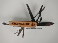 Scyzoryk z grawerem na grzyby dla wędkarza wzory drewniany dzień ojca