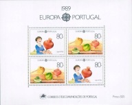 Portugalia 1989 Znaczki Blok 64 ** Europa CEPT dzieci gry i zabawy