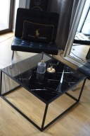 Stolik kwadratowy ława marmur czarny