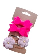 Spinki do włosów kwiatki kokardki różowe 4 szt.