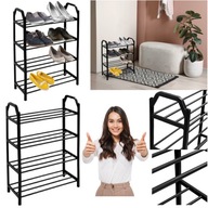 SZAFKA REGAŁ PÓŁKA STOJAK NA BUTY METALOWA CZARNA WĄSKA MAŁA PIONOWA