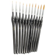 Zestaw 11 pędzli modelarskich nylonowych czarnych figurki pędzel