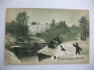 NOWY ROK CHRUST DO PIECA PAŁAC GROBLA przedwojenna POCZTÓWKA