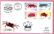Tajlandia 2021, FDC 4zn. Bangkok, Na Pra Lan, fauna morska, kraby