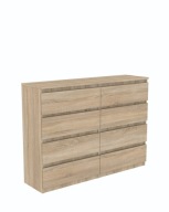 Komoda Dąb Sonoma 120,5cm 8 szuflad Nowoczesna Pojemna Do Sypialni i Salonu
