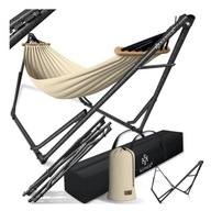 Hamak z drążkiem KESSER beżowy 120 kg 255 x 90 s50