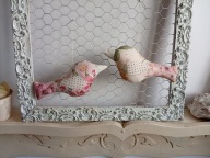 PTASZKI PTAKI Z MATERIAŁU ZAWIESZKI komplet 2 szt