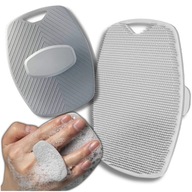 Silikonowa myjka do mycia twarzy ciała szara z uchwytem pielęgnacji masażu