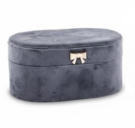 Szkatułka Kuferek Organizer na Biżuterię Niebieski z lusterkiem