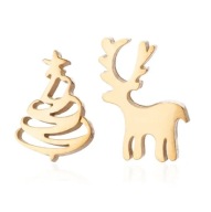 Kolczyki mini stal chirurgiczna wkrętki świąteczne wzory Jelonek i Choinka