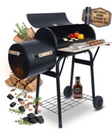 Grill Węglowy z Wędzarnią BBQ Smoker + Termometr - 102 cm, stal