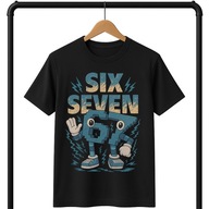 KOSZULKA DZIECIĘCA CZARNA SIX SEVEN BRAINROT 67 6-7 ROZMIAR XS 120cm