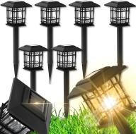 LAMPA SOLARNA LATARNIA LED WBIJANA 8 SZT IP44 CZARNA CZUJNIK ZMIERZCHU 8H