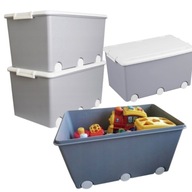 SKRZYNIA NA ZABAWKI PLASTIKOWA Z POKRYWKĄ SZARA 57X36X29CM