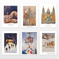 Przedwojenne kartki świąteczne - 6 wzorów - projekt do druku, PDF, A6