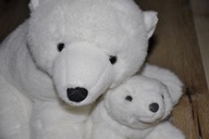 pluszak maskotka śliczny miś polarny niedźwiadek z małym 35 cm
