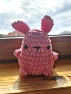 Maskotka Pluszowa Duży Różowy Królik Handmade Amigurumi Wielkanoc Szydełko