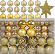 BOMBKI CHOINKOWE ZESTAW BOMBKI NA CHOINKĘ Z GWIAZDĄ 100 szt. ZŁOTE