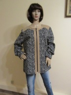 PETER HAHN biało-czarny żakiet wdzianko na zamek _ 46