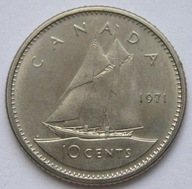 Kanada 10 centów 1971 - królowa Elżbieta II - żaglowiec - stan 1 -