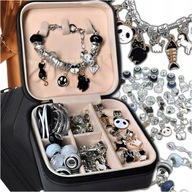 Zestaw kreatywny DO ROBIENIA BRANSOLETEK I NASZYJNIKÓW szkatułka koraliki