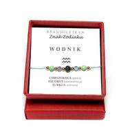 Bransoletka WODNIK kamienie naturalne chryzokola, turkus znaki zodiaku