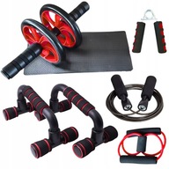 Zestaw do ćwiczeń mięśni brzucha 6w1 podpórki ściskacz kółko ekspander