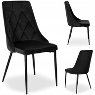 KRZESŁO TAPICEROWANE WELUROWE NOWOCZESNE LOFTOWE CZARNE METALOWE NOGI LOFT