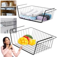 KOSZYK ORGANIZER PÓŁKA KUCHENNA METALOWY KOSZ POD PÓŁKĘ PODWIESZANY 40X26CM