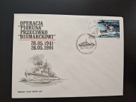 70 rocznica operacji "Piorun" - "Bismarck" - FDC ze znaczkiem Fi 3184