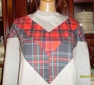 bluza dresowa ocieplana szara z wstawką w kratę, nowa 44/46, nowa