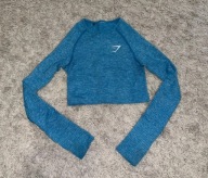 Niebieski gymshark top bluzka do ćwiczeń top z długim rękawem