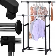 WIESZAK STOJĄCY NA UBRANIA NA KÓŁKACH PODWÓJNY GARDEROBA STOJAK REGULOWANY