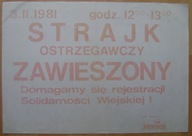 SOLIDARNOŚĆ WIEJSKA-STRAJK ZAWIESZONY -plakat