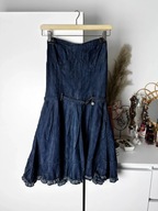 Jeansowa sukienka gorsetowa 1060 M denim z paskiem falbana retro Y2K