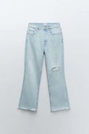 Z A R A jeansy dżinsy jasne flare rozszerzane dziury boyfriend przecierane