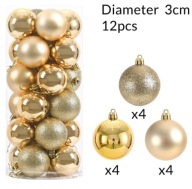 12 szt. Nietłukące się Mini bombki (Złoty)