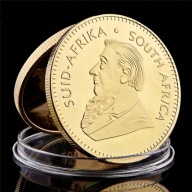 Pozłacana ( Złota ) Moneta Krugerrand Symulator Bogactwa Replika Kolekcja