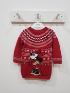 DISNEY Primark Minnie sukienka czerwona świąteczna sweterkowa 9-12m/ 80 cm