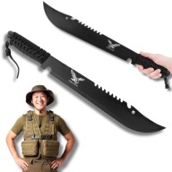 POTĘŻNA CZARNA MACZETA 50cm TAKTYCZNA SURVIVAL MIECZ BUSHCRAFT + POKROWIEC