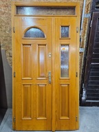 DRZWI Zewnętrzne Drewniane Sosnowe Dwuskrzydłowe Wejściowe 122x231cm