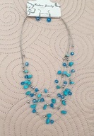 NASZYJNIK KOLIA KORALE KORALIKI KOLOROWE NA ŻYŁCE ASYMETRYCZNY CZERWIEŃ